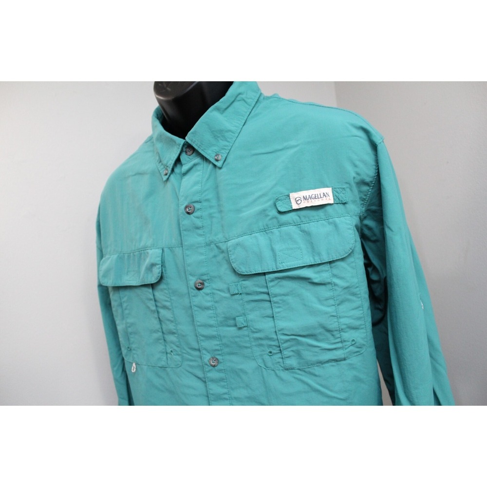 Magellan Vented Fishing Shirt Nylon Teal Relaxed Fit Wicking Long Sleeve Mens XL